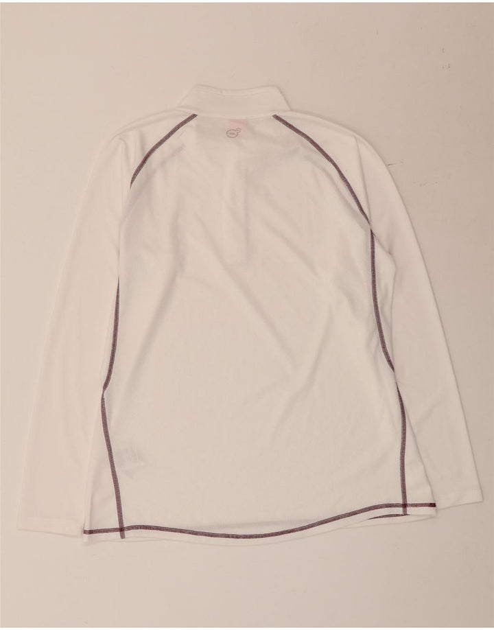 Pulôver feminino Puma com zíper e gola alta em poliéster branco grande