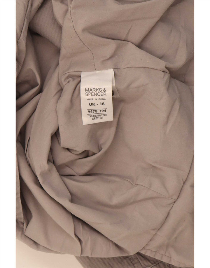 Jaqueta blazer feminina Marks & Spencer manga curta com 2 botões Reino Unido 16 grande cinza