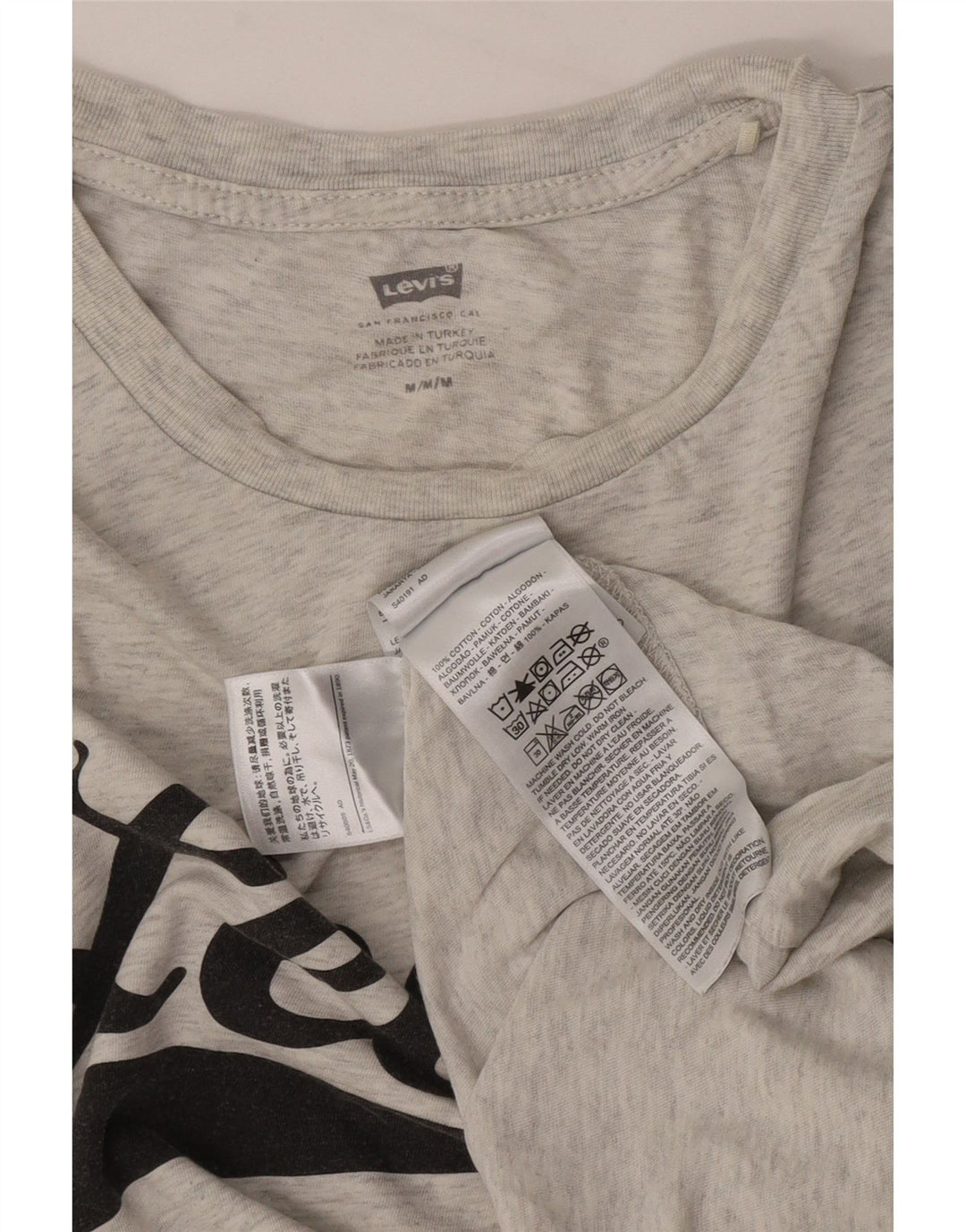Camiseta gráfica masculina Levi's Top algodão manchado cinza médio