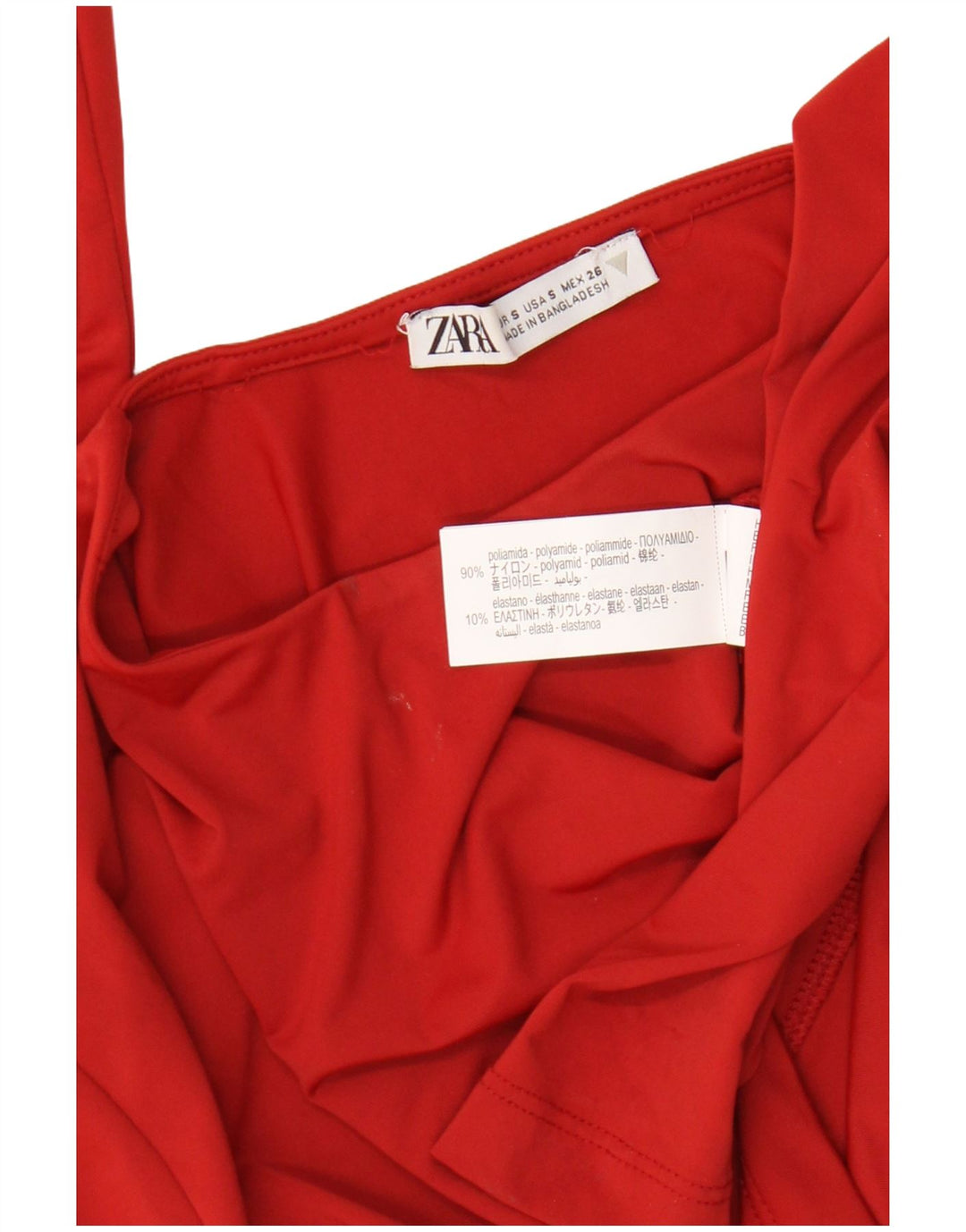 Zara Womens Crop Top Manga Longa Reino Unido 8 Pequeno Vermelho Poliamida