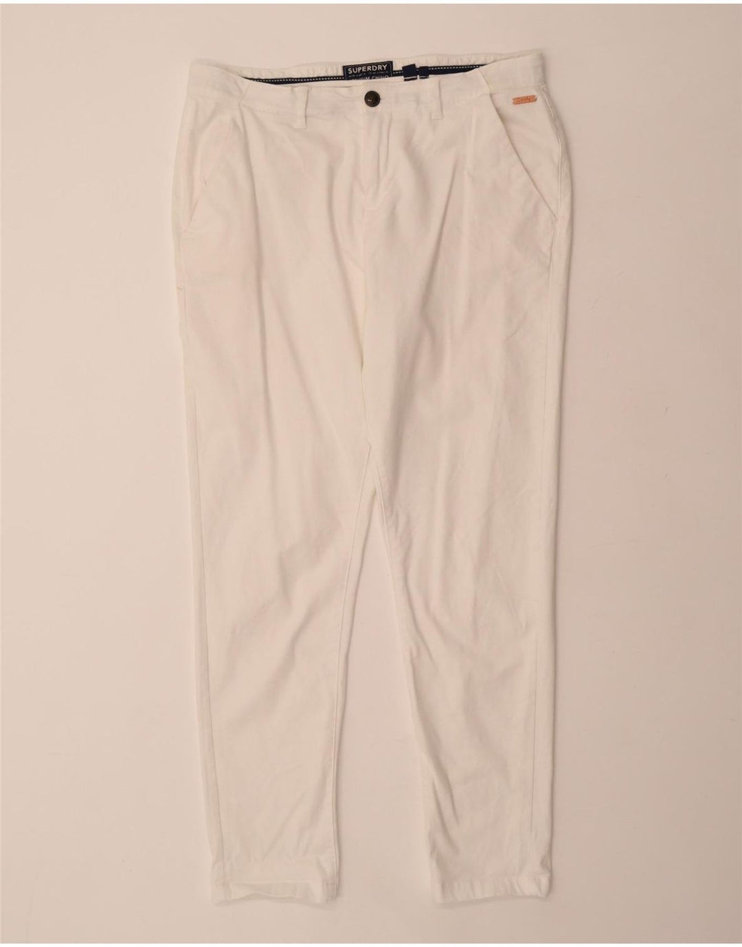 Calça Chino Feminina Slim SUPERDRY Reino Unido 16 Grande W34 L29 Algodão Branco