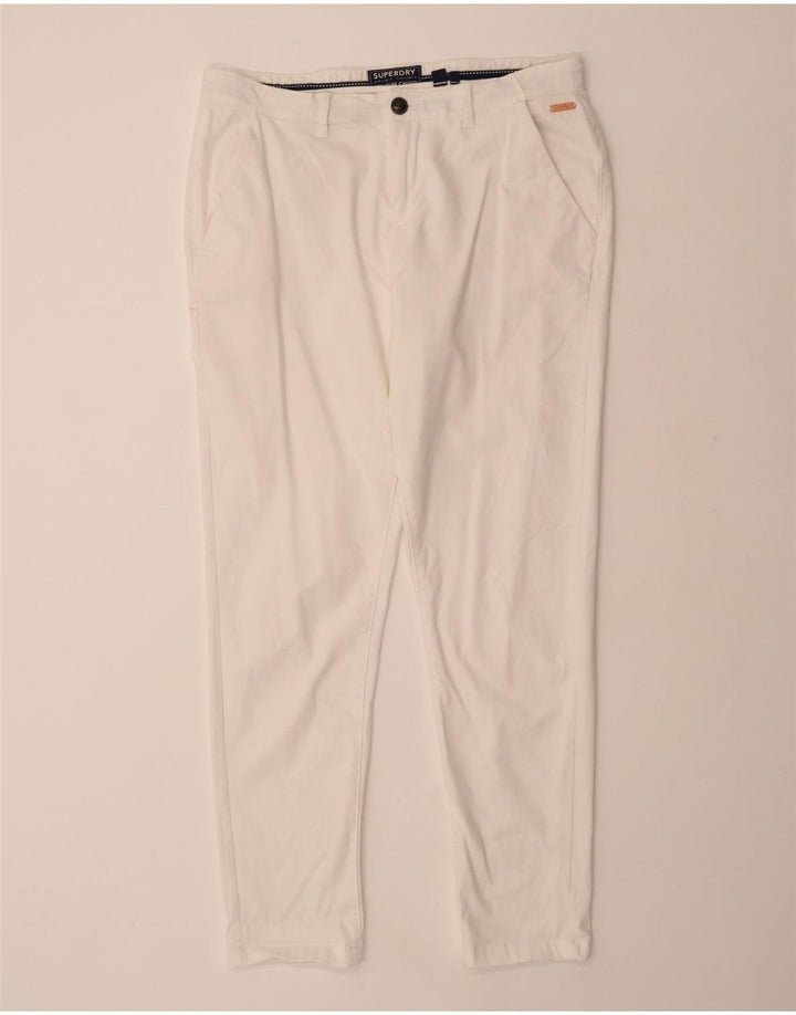 Calça Chino Feminina Slim SUPERDRY Reino Unido 16 Grande W34 L29 Algodão Branco