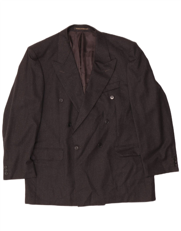 Jaqueta blazer masculina Marks & Spencer com peito duplo Reino Unido 44 XL cinza nova lã