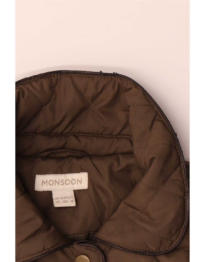 Jaqueta acolchoada feminina Monsoon UK 12 poliéster cáqui médio