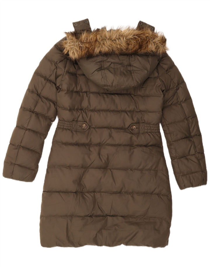 Casaco acolchoado com capuz feminino Tommy Hilfiger Reino Unido 10 pequeno poliéster cáqui