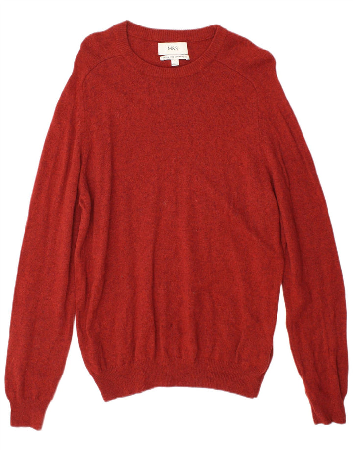 Suéter masculino Marks & Spencer com gola canoa grande de lã laranja