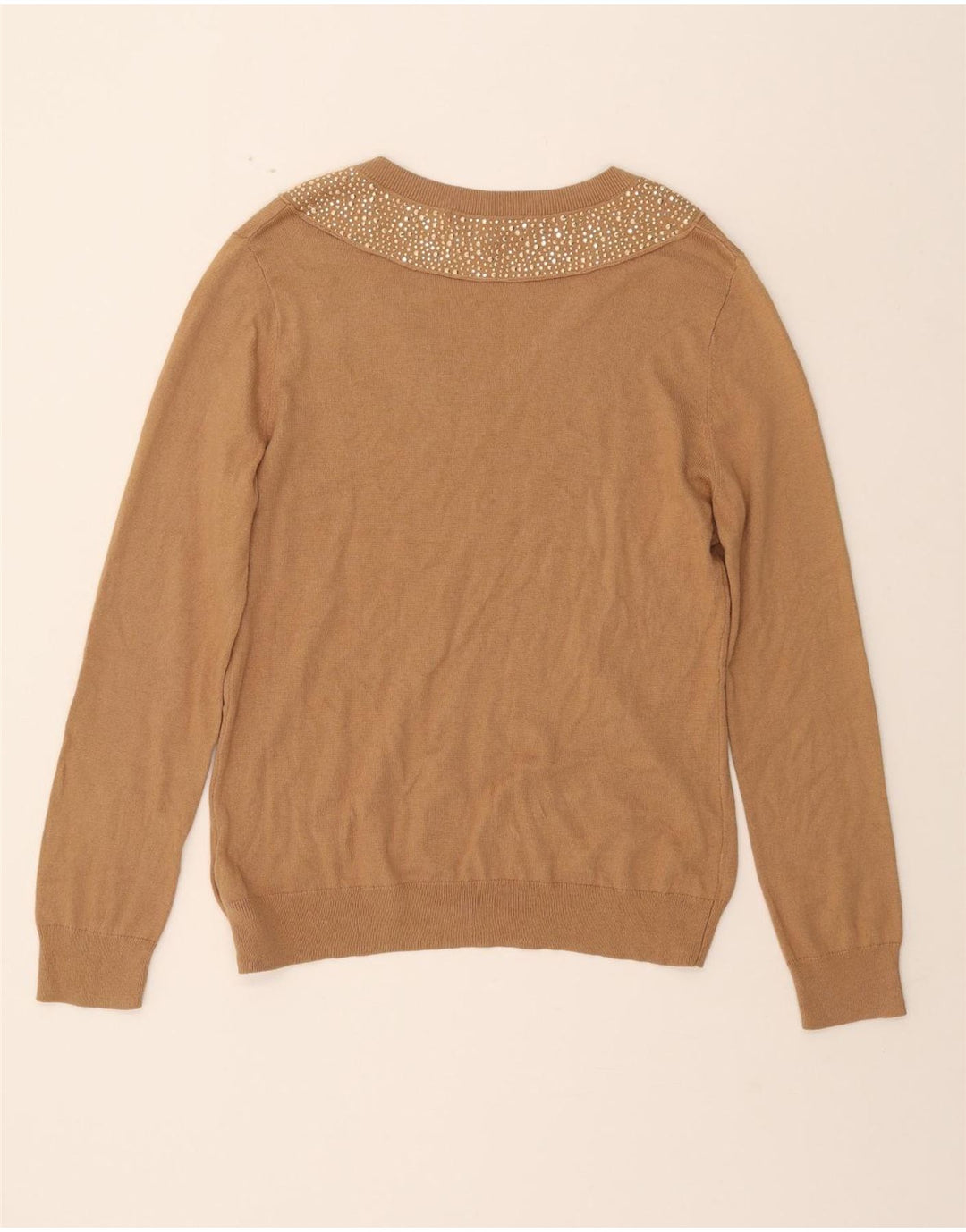 MICHAEL KORS Womens V-Neck Jumper Sweater UK 16 Large Brown Cotton Vintage Michael Kors and Second-Hand Michael Kors from Messina Hembry 