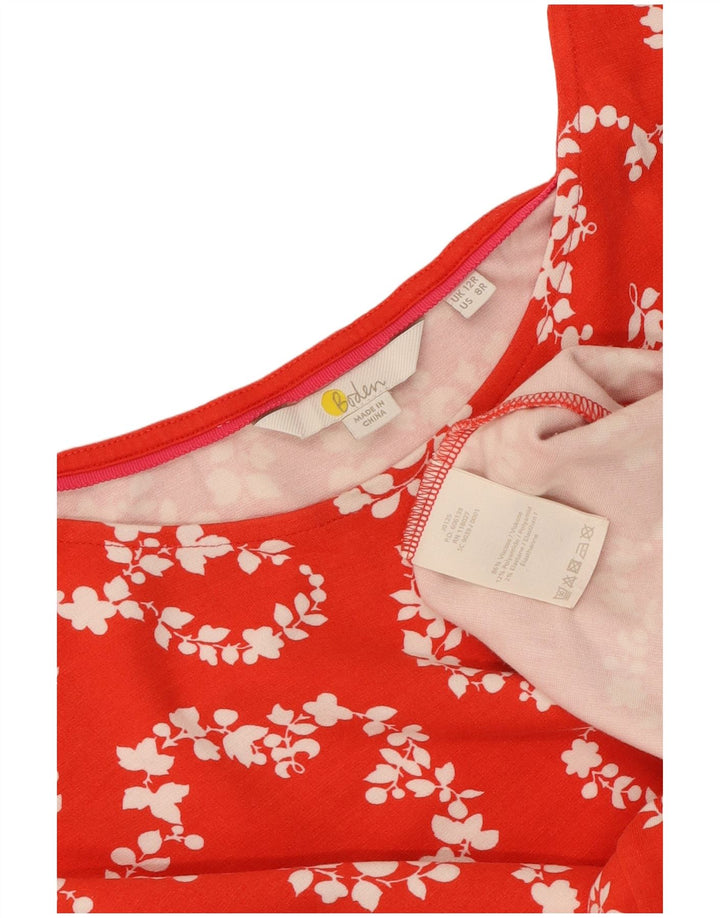 Vestido feminino Boden com bainha UK 12 viscose floral vermelha média