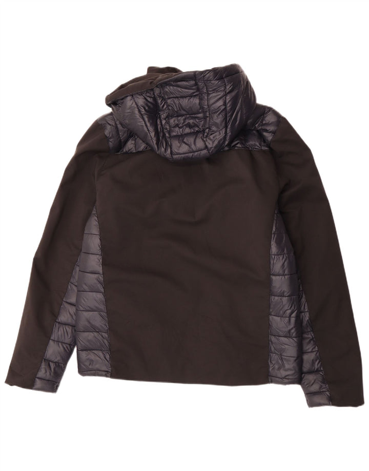 Jaqueta acolchoada com capuz masculina Brugi UK 40 grande poliéster colorblock preto