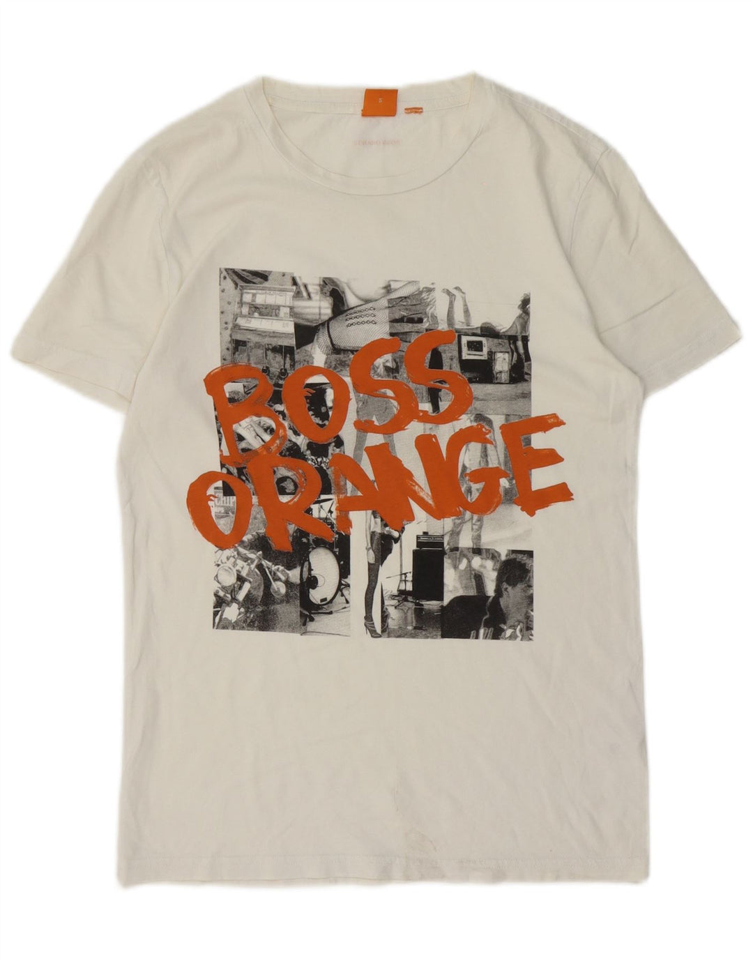 Camiseta gráfica masculina HUGO BOSS top pequeno algodão branco