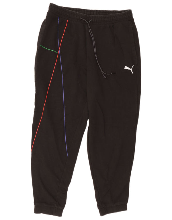 Calça de treino masculina Puma Joggers grande algodão listrado preto
