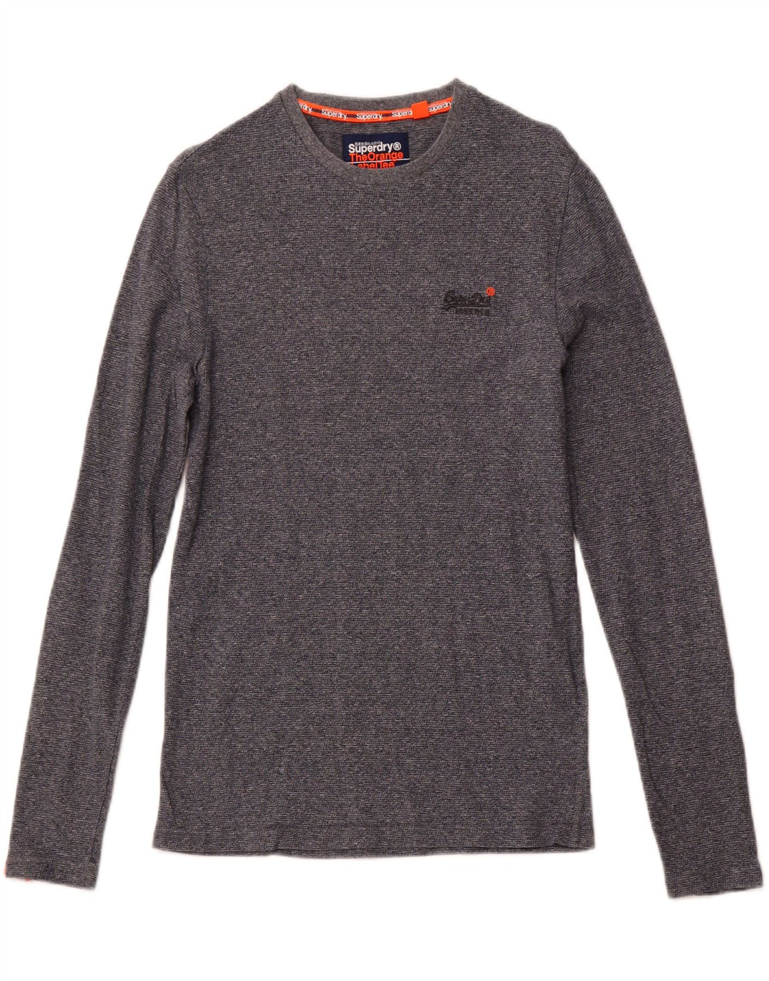 SUPERDRY Top masculino de manga comprida pequeno algodão manchado azul marinho