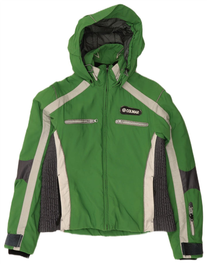 Jaqueta de esqui feminina com capuz Colmar IT 46 grande bloco colorido verde