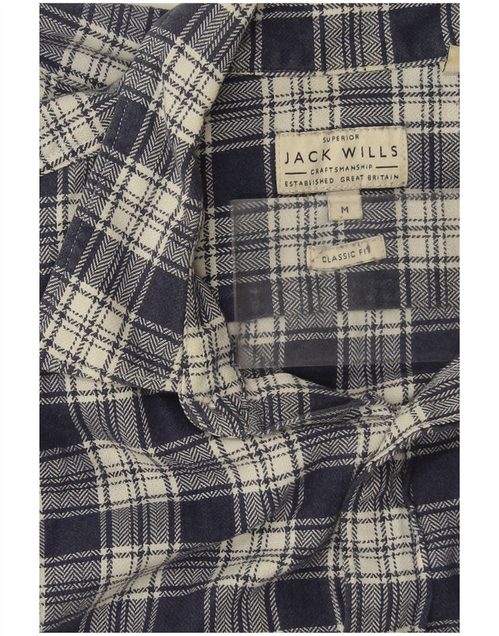 JACK WILLS Camisa masculina de flanela clássica de ajuste médio, azul marinho, algodão xadrez