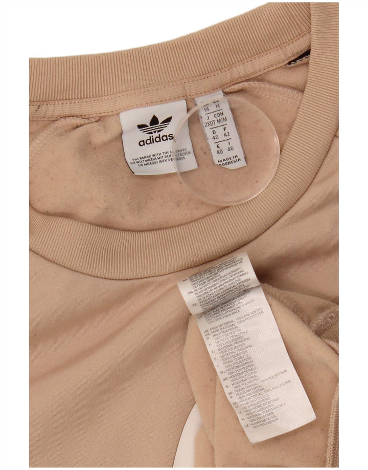 Adidas feminino gráfico moletom jumper reino unido 14 grande bege poliéster