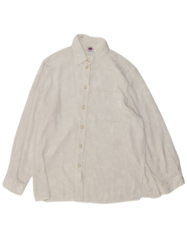 Blusa camisa feminina C&A EU 44 XL branco floral poliéster