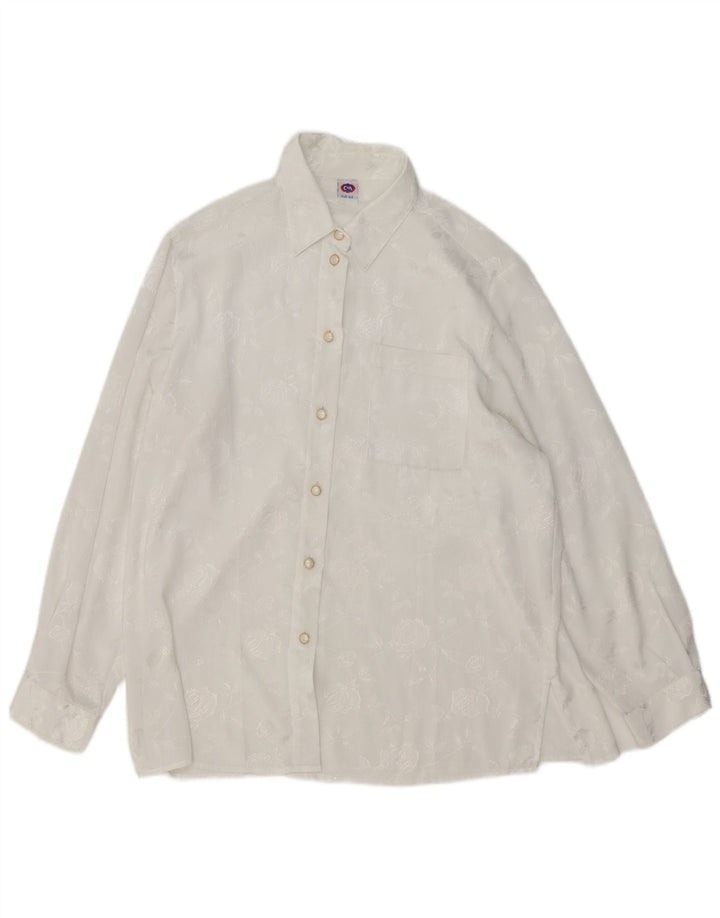 Blusa camisa feminina C&A EU 44 XL branco floral poliéster