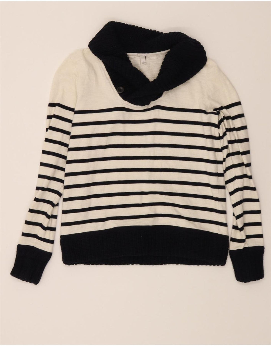 J. CREW Womens Shawl Neck Jumper Sweater UK 10 Small Off White Striped Vintage J. Crew and Second-Hand J. Crew from Messina Hembry 