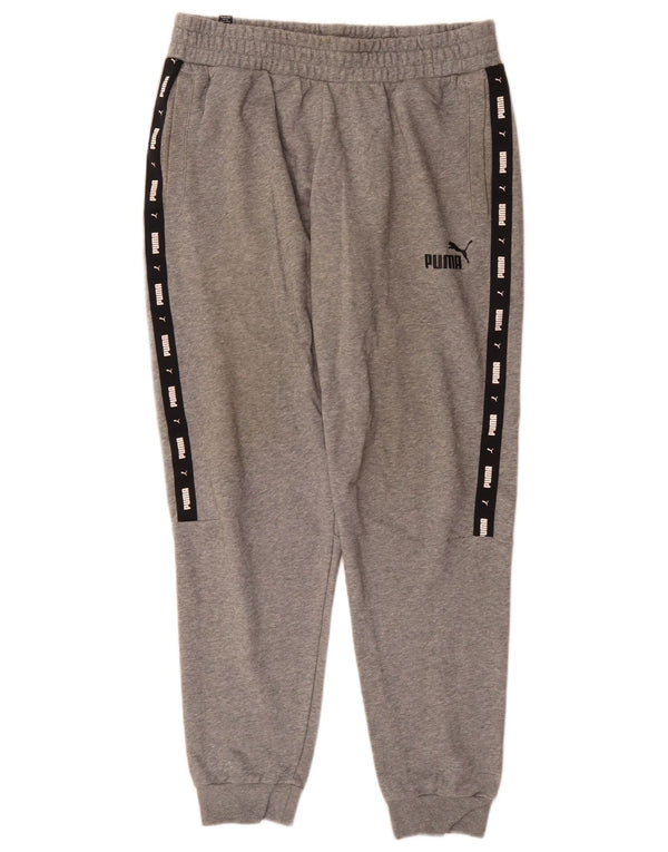 Calça esportiva masculina Puma Graphic Joggers grande cinza colorblock esportivo
