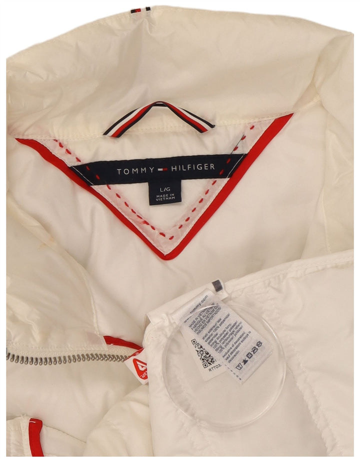 Jaqueta acolchoada feminina TOMMY HILFIGER UK 16 grande poliamida branca