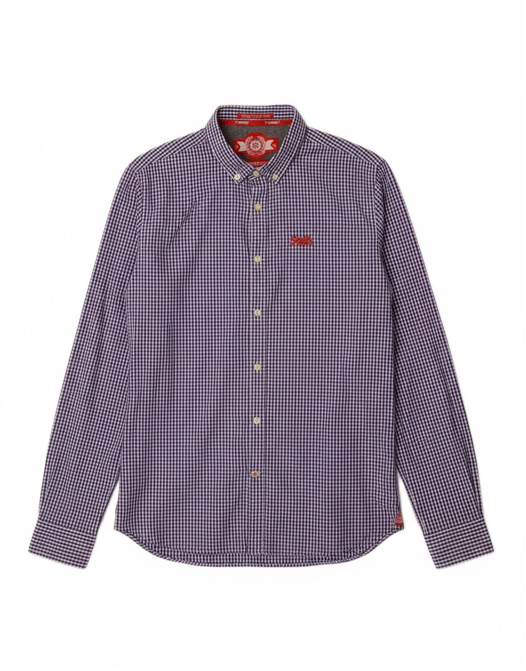 Camisa masculina SUPERDRY grande algodão guingão azul
