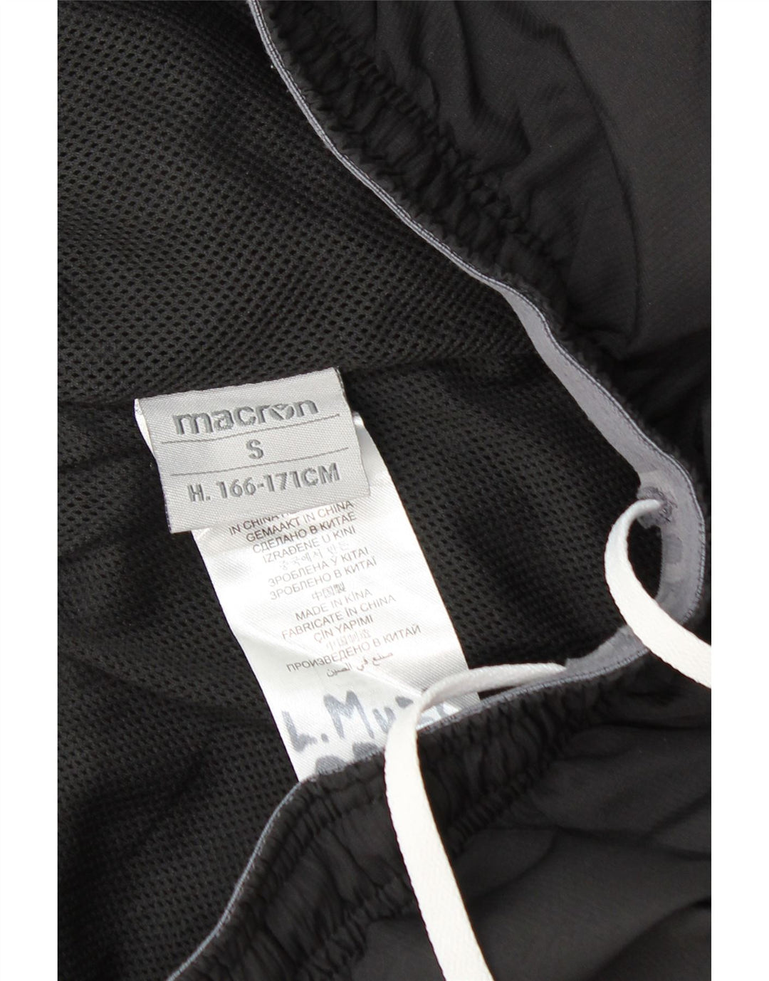 Shorts esportivos masculinos Macron em poliéster preto pequeno Colourblock