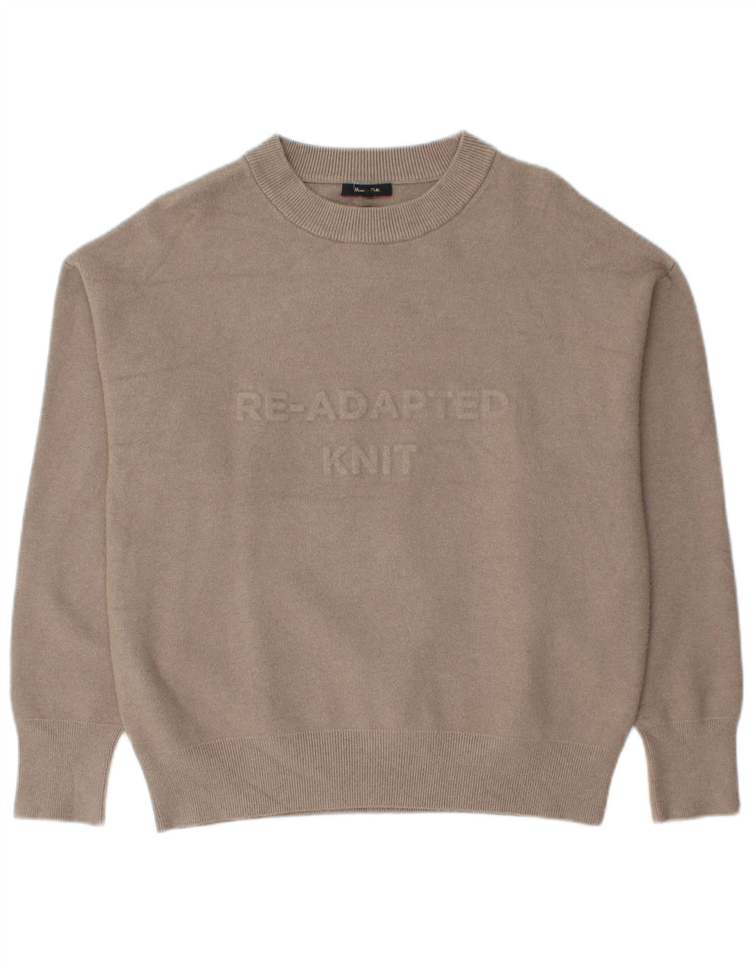 Suéter feminino Massimo Dutti com gola redonda e gola redonda Reino Unido 14 médio bege