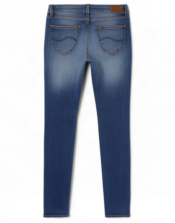Lee Womens Scarlett Distressed Jeans Skinny W28 L29 Algodão Azul