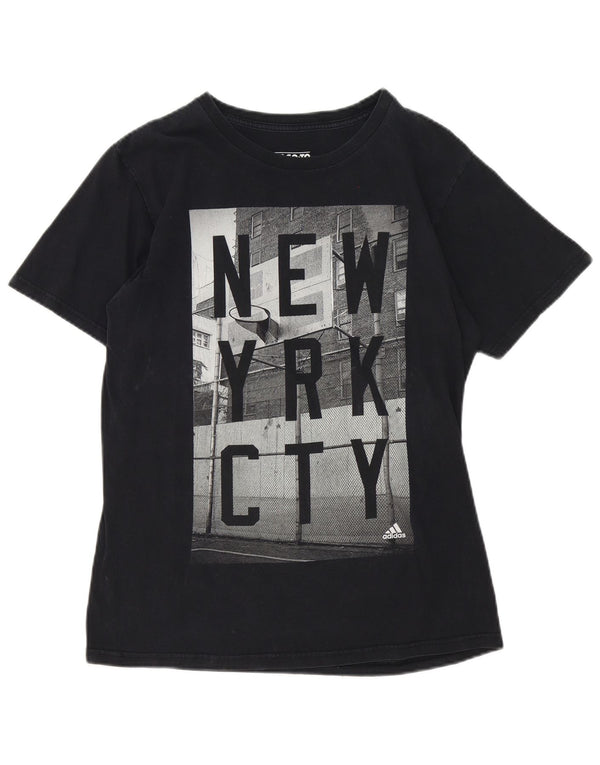 Adidas Mens New York City Graphic Camiseta Top Médio Algodão Preto