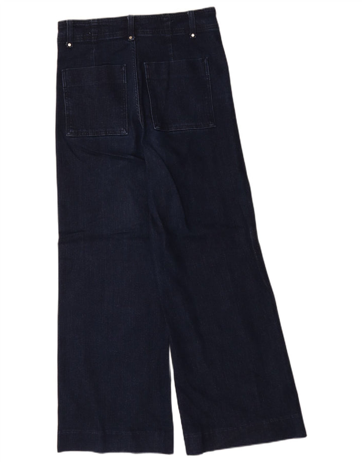 Calça jeans feminina Zara com perna larga EU 40 médio W30 L30 azul marinho