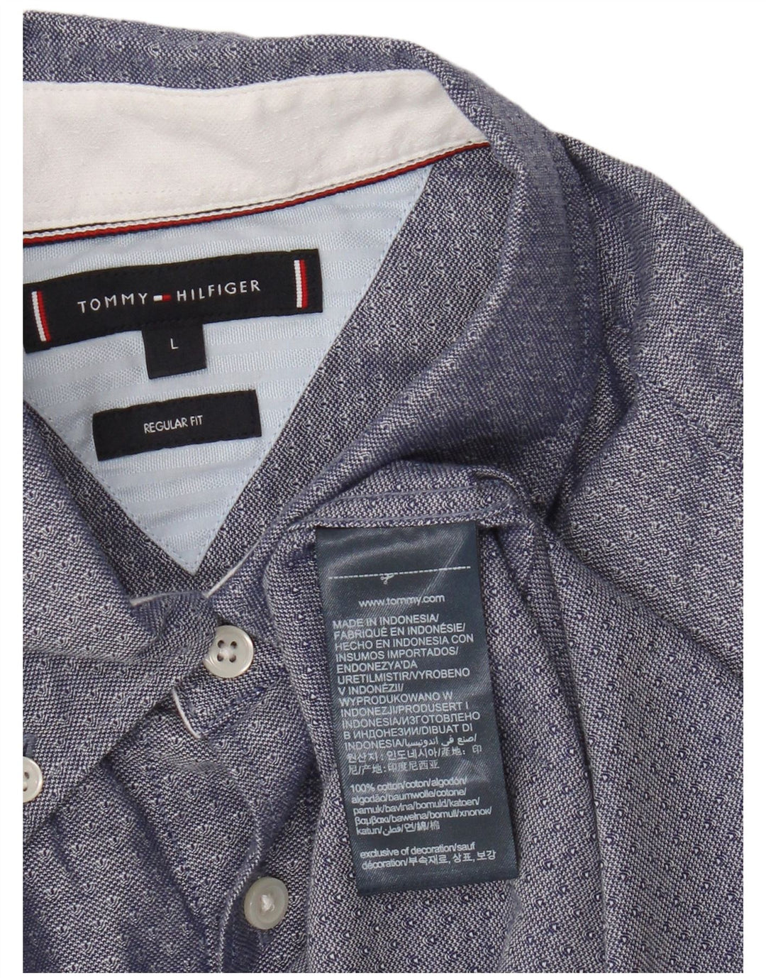 Camisa masculina Tommy Hilfiger Regular Fit grande algodão azul marinho