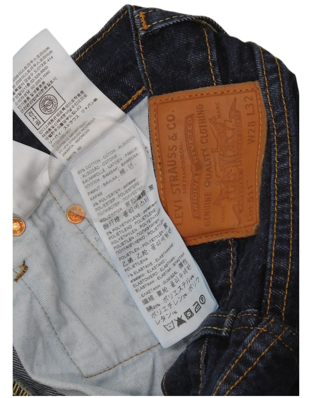 Levi's Masculino 511 Slim Jeans W28 L32 Azul Algodão