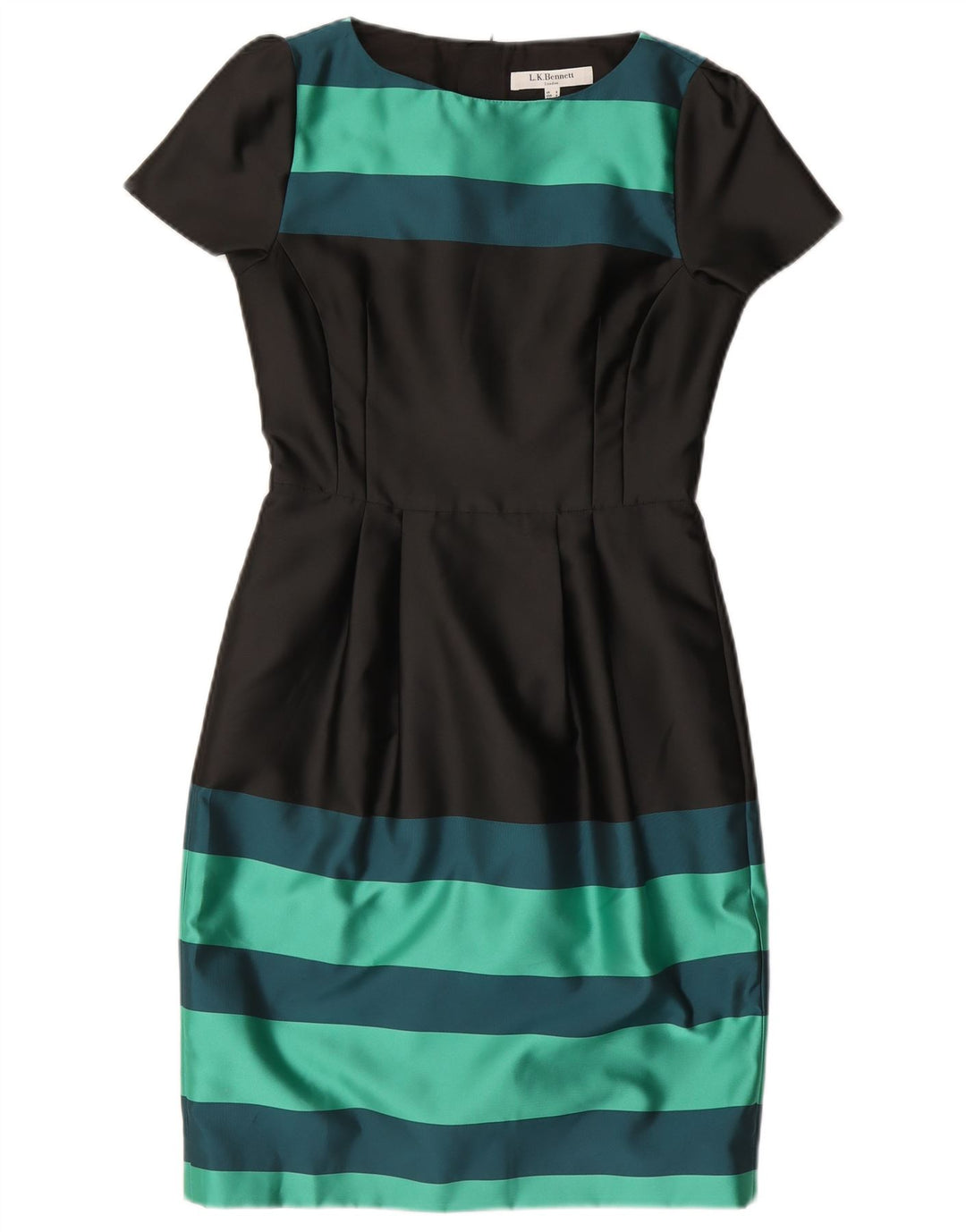 L.K. Vestido feminino Bennett com bainha UK 8 pequeno poliéster colorblock preto