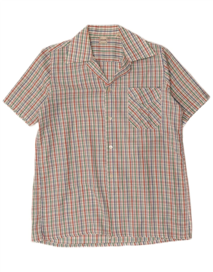Camisa masculina de manga curta Bassetti tamanho 37 14 1/2 pequena xadrez multicolorida