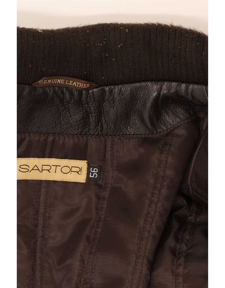 Casaco de couro masculino vintage IT 58 3XL preto