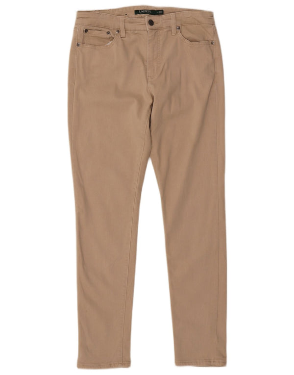 Jeans skinny feminino Ralph Lauren US 6 médio W30 L29 algodão bege