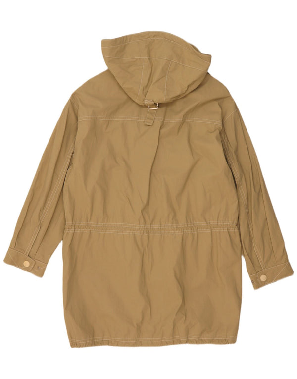 Jaqueta Parka de grandes dimensões com capuz feminino vintage Reino Unido 8 algodão bege pequeno