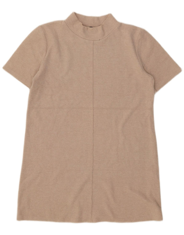 Vestido feminino Zara UK 16 grande algodão bege