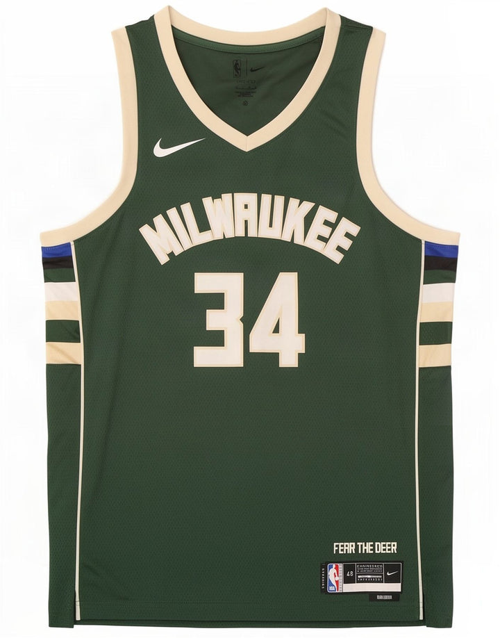 Nike masculino Milwaukee 34 colete gráfico top grande verde colorblock poliéster