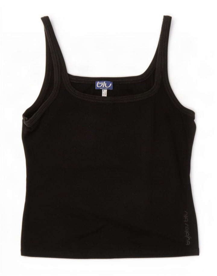 Byblos Womens Crop Cami Top Reino Unido 16 Grande Algodão Preto