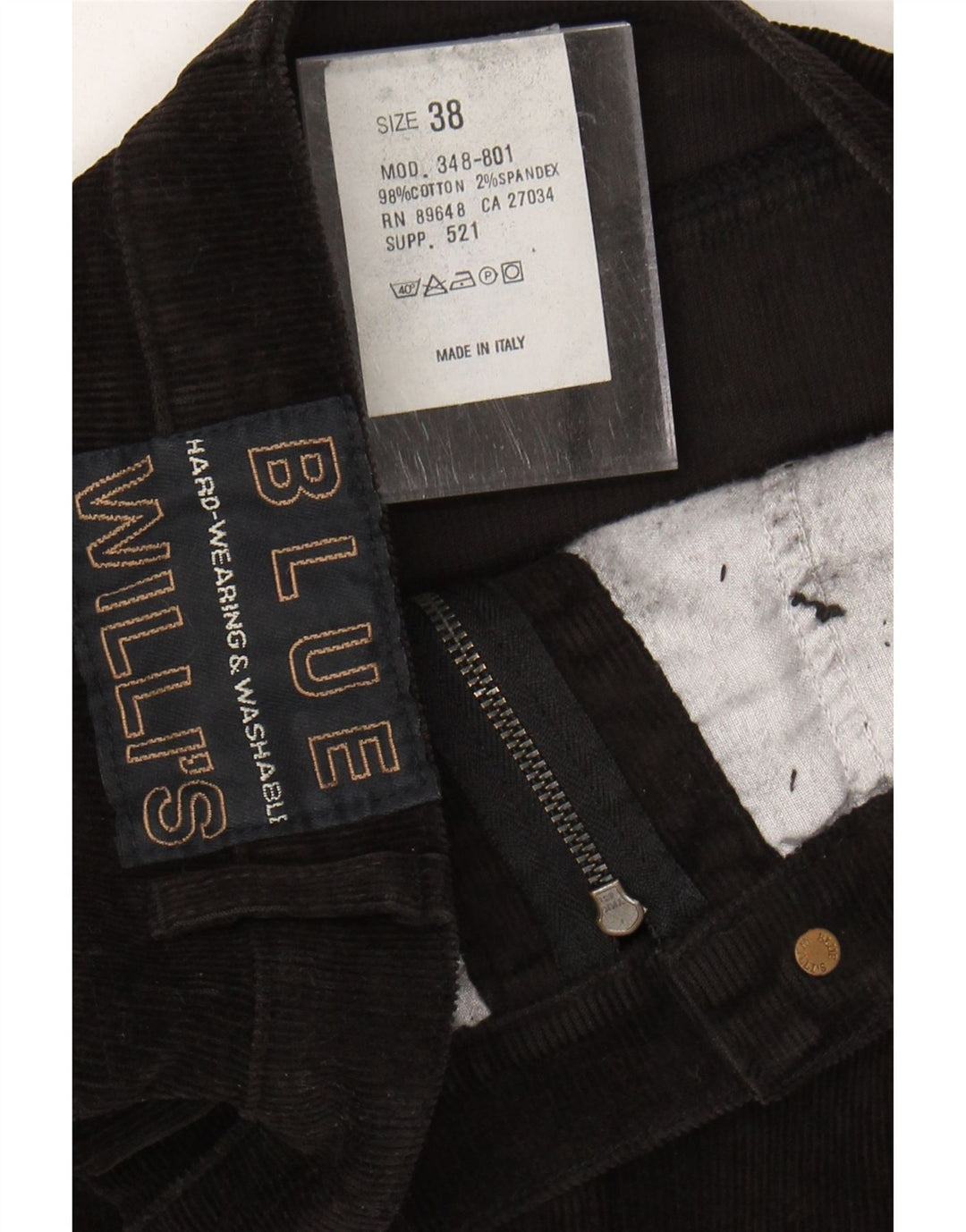 Saia feminina de veludo BLUE WILLI'S IT 38 XS W28 algodão marrom