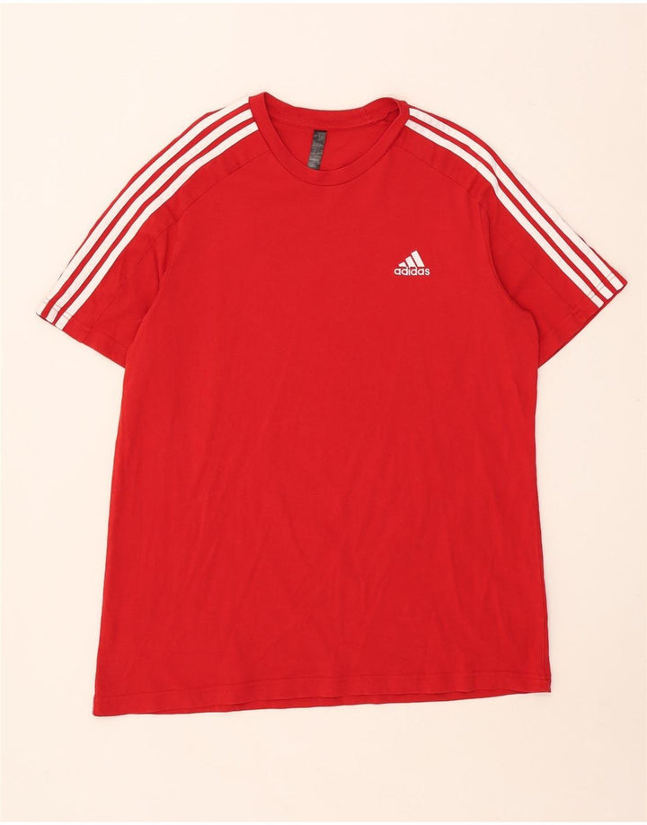 ADIDAS Mens T-Shirt Top Grande Algodão Vermelho