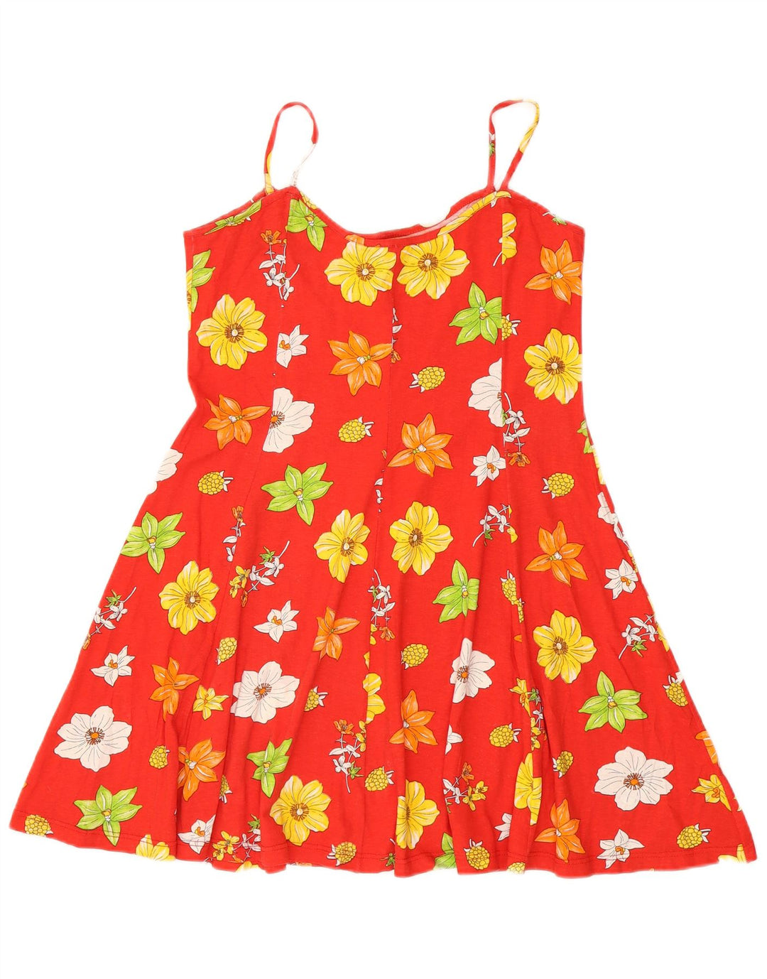 Vestido de verão feminino vintage Reino Unido 12 algodão floral vermelho médio