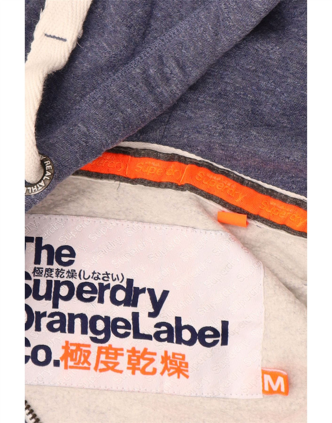 Suéter masculino com capuz e zíper SUPERDRY algodão azul médio