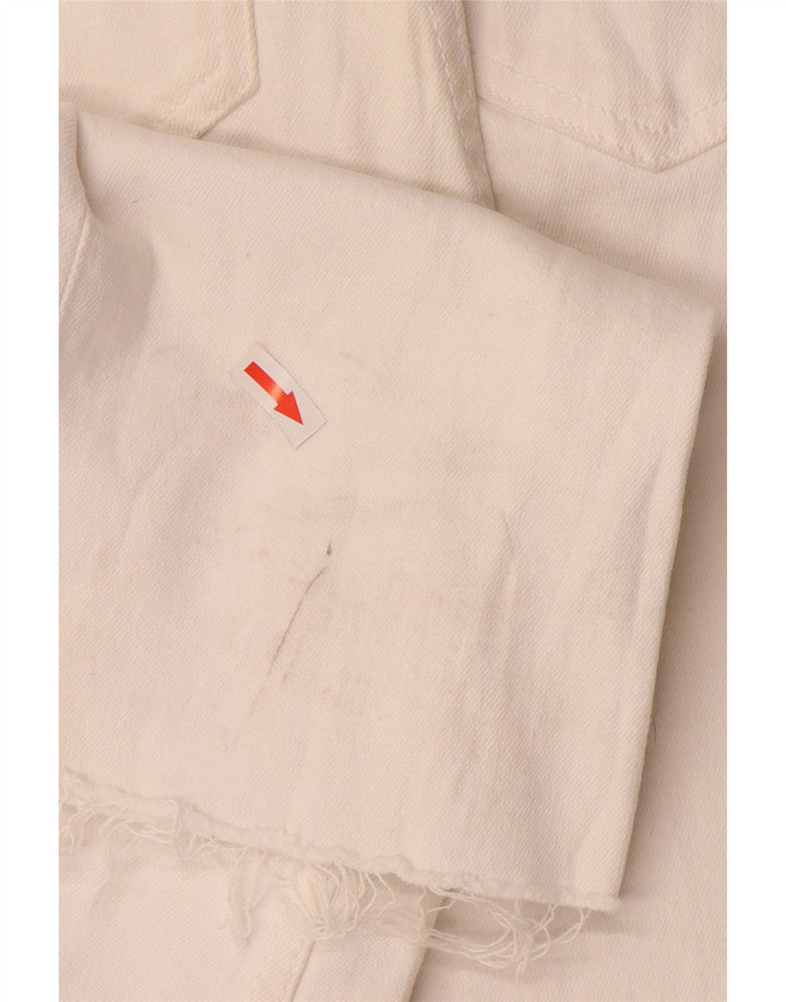 Zara Calça jeans feminina cintura alta com corte alto EU 34 2XS W24 L26 off white