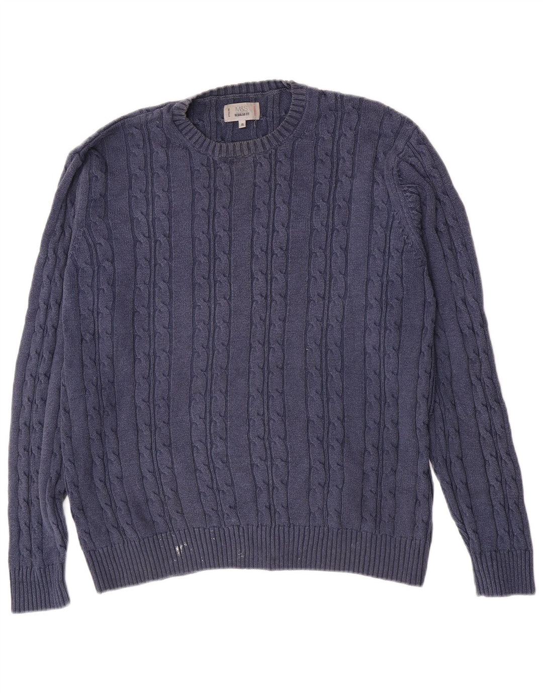 Suéter masculino Marks & Spencer de ajuste regular com gola redonda XL azul marinho