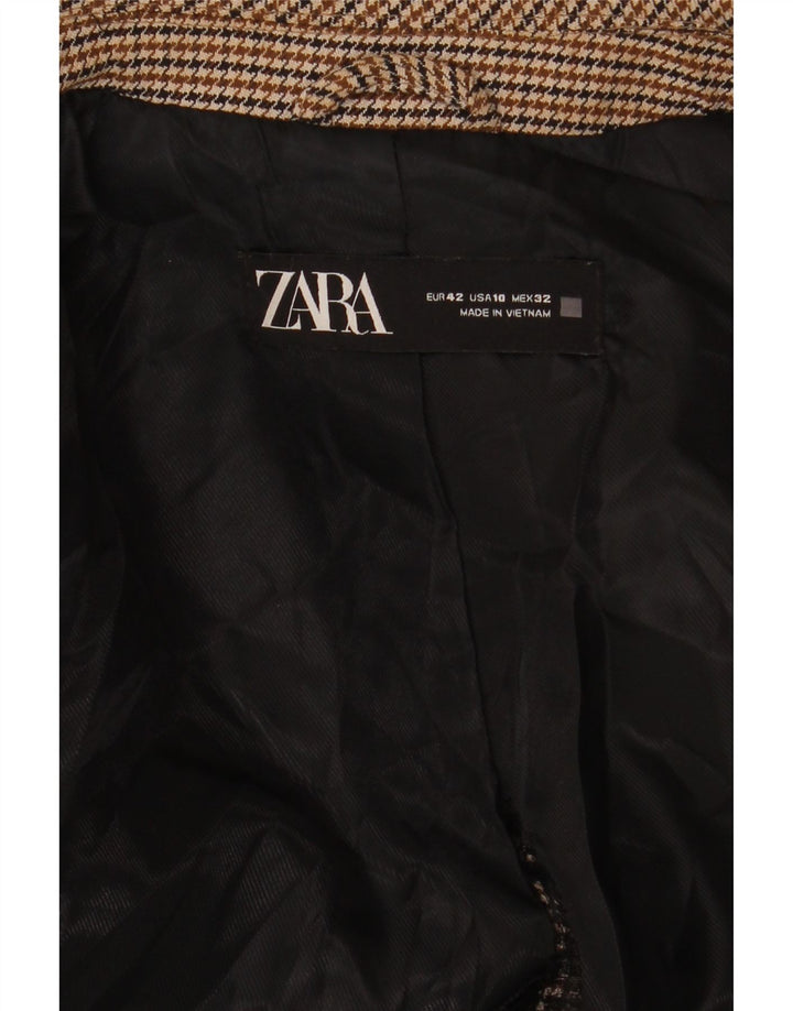 Jaqueta blazer feminina Zara com 1 botão EU 42 grande marrom houndstooth
