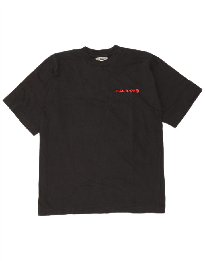 Camiseta gráfica masculina Ducati Top médio algodão preto