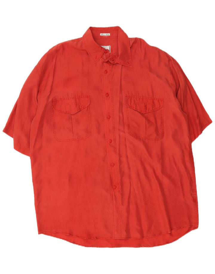 Camisa masculina de manga curta BRUGI grande seda vermelha