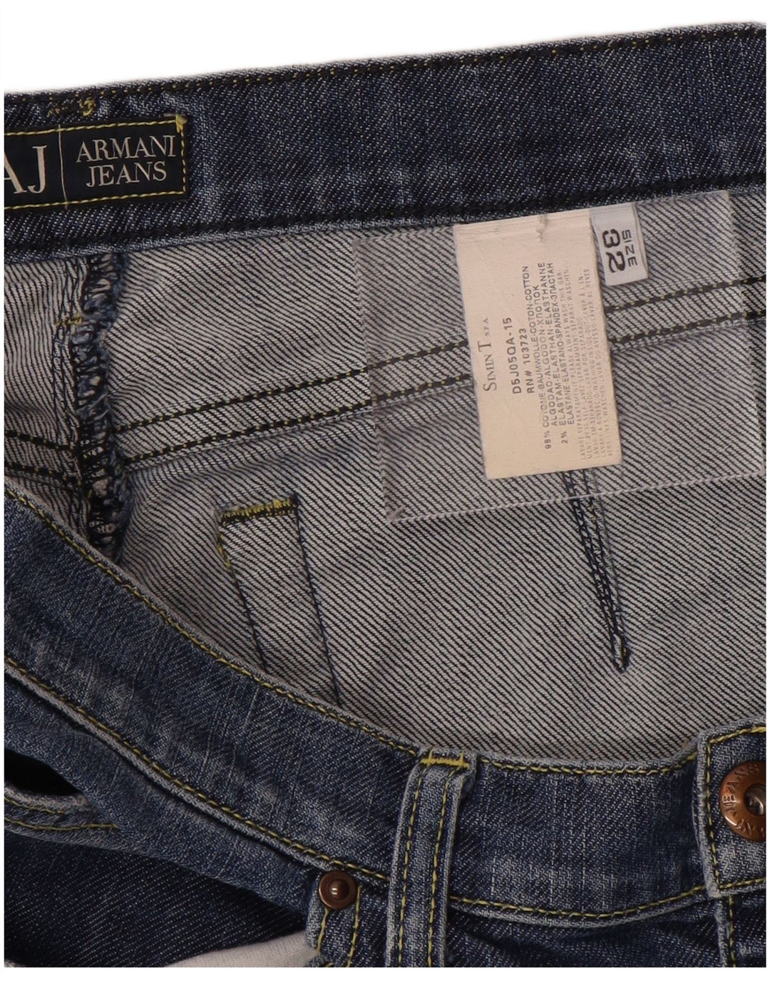 Shorts jeans masculino Armani W32 algodão azul médio